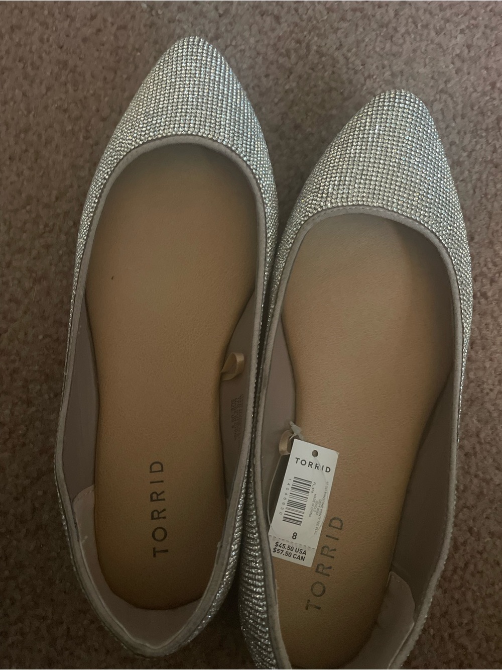 torrid Silver Rhinestone Pointed-Toe Flats